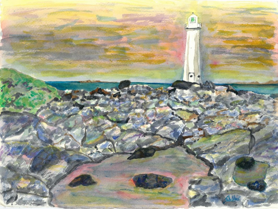 Sunset at Peggy's Cove Painting by Nova Scotia artist Janice Webber. Artworks