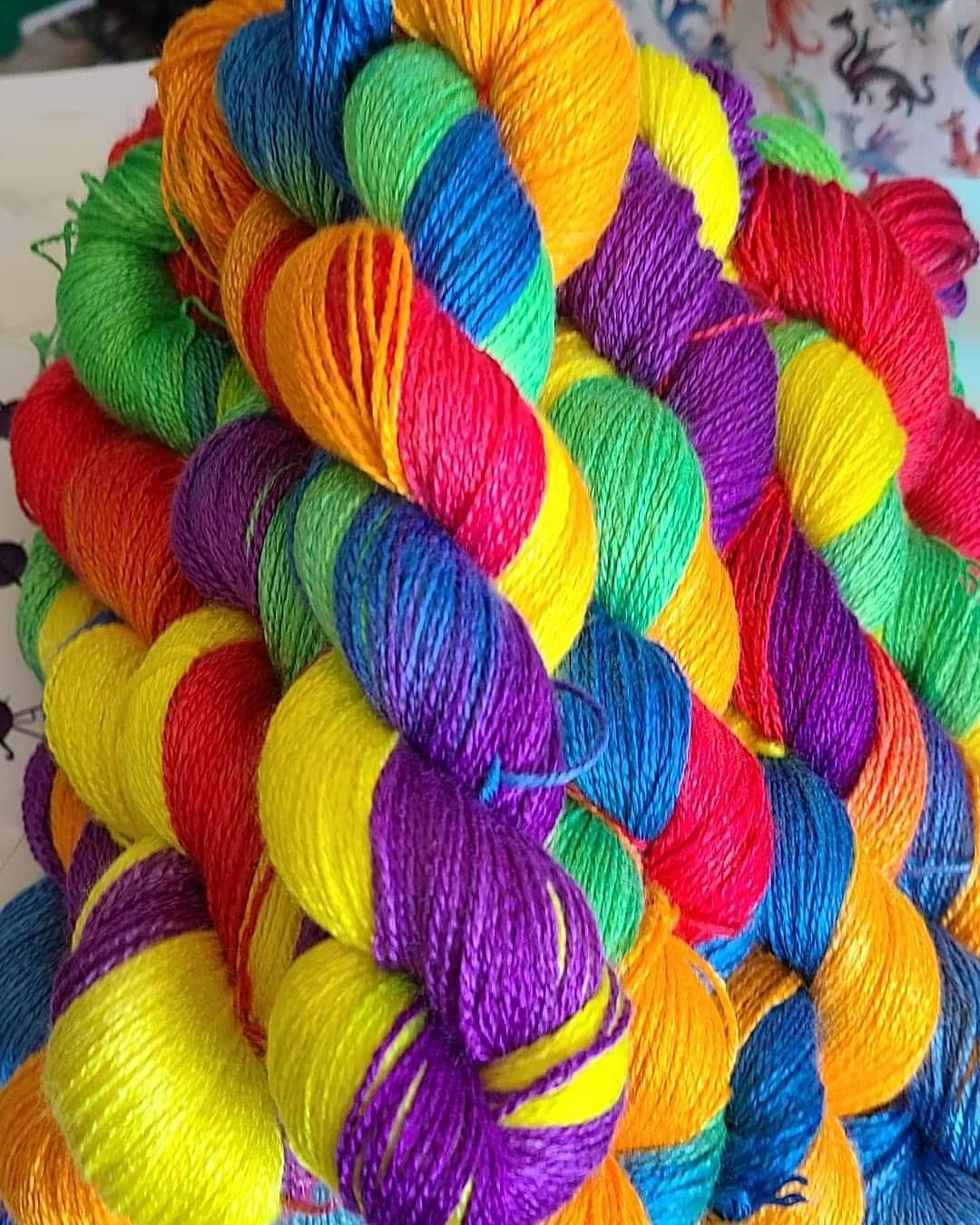 Nerds With Needles rainbow hand-dyed yarn