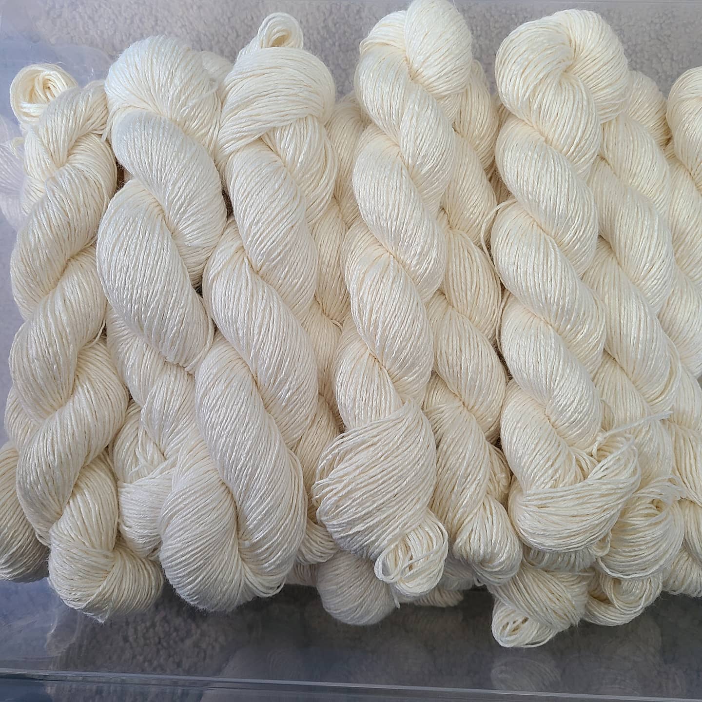 skeins of bare yarn hand-dyed yarn