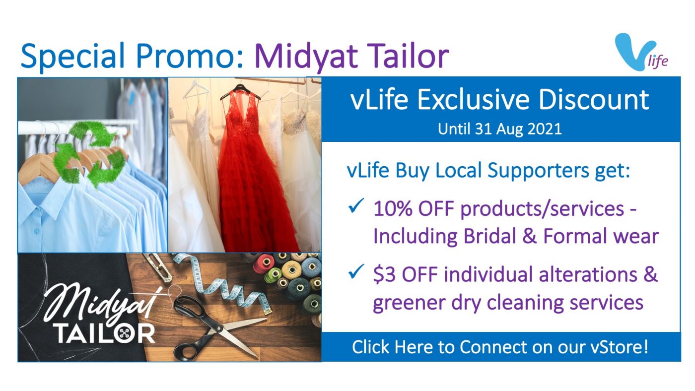 vStore Special Promo Midyat Tailor vLife Exclusive Discount til 31 Aug info poster