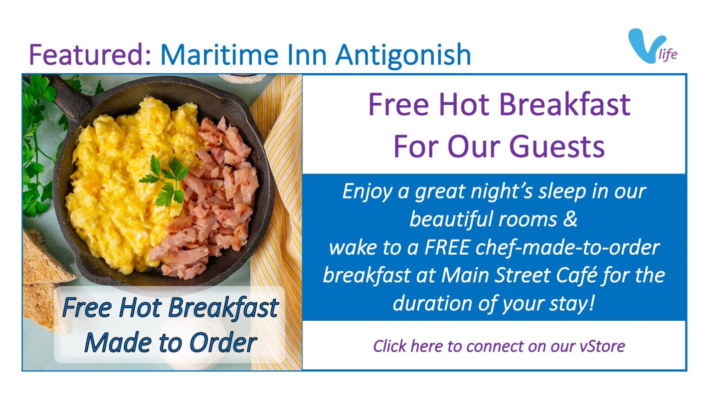 vStore Special Feature Graphic Maritime Inn Antigonish FREE Hot Breakfast for Guests