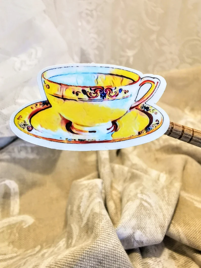 vintage teacup sticker by Harbour City Whimsy vintage home