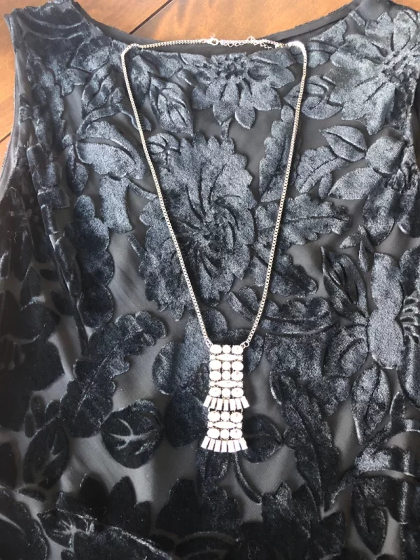 Rhinestone silver pendant. Costume jewelry. vStore feature image Penelope's Boutique Accessories