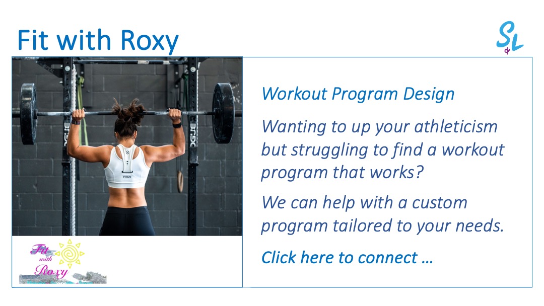 SL graphic Fit with Roxy Featured Workout Program Design Mar 2024. fitness