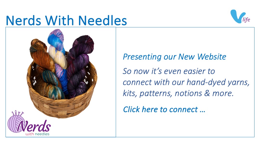 SL graphic Nerds with Needles Featured News New Website Mar 2024. hand-dyed yarn