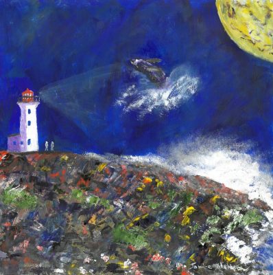 SL images 3P's promo eventPeggy's Cove Lighthouse with Humpback Whale - Possible Encounters Series by Janice Webber| landmark