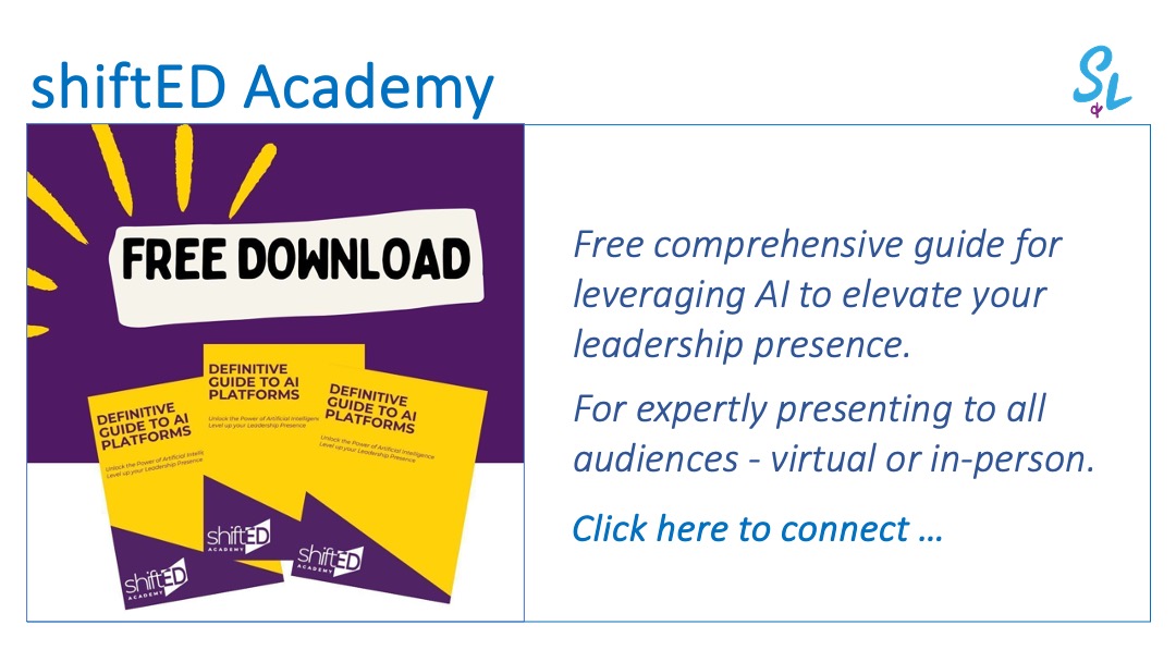 S&L graphic shiftED Academy Definitive Guide to AI Platforms Free Download Apr 2024. Presentation Skills